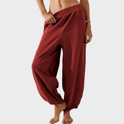 Womens Baggy Wide Leg Pants Casual Elastic Waisted Palazzo Harem Pants with Pockets