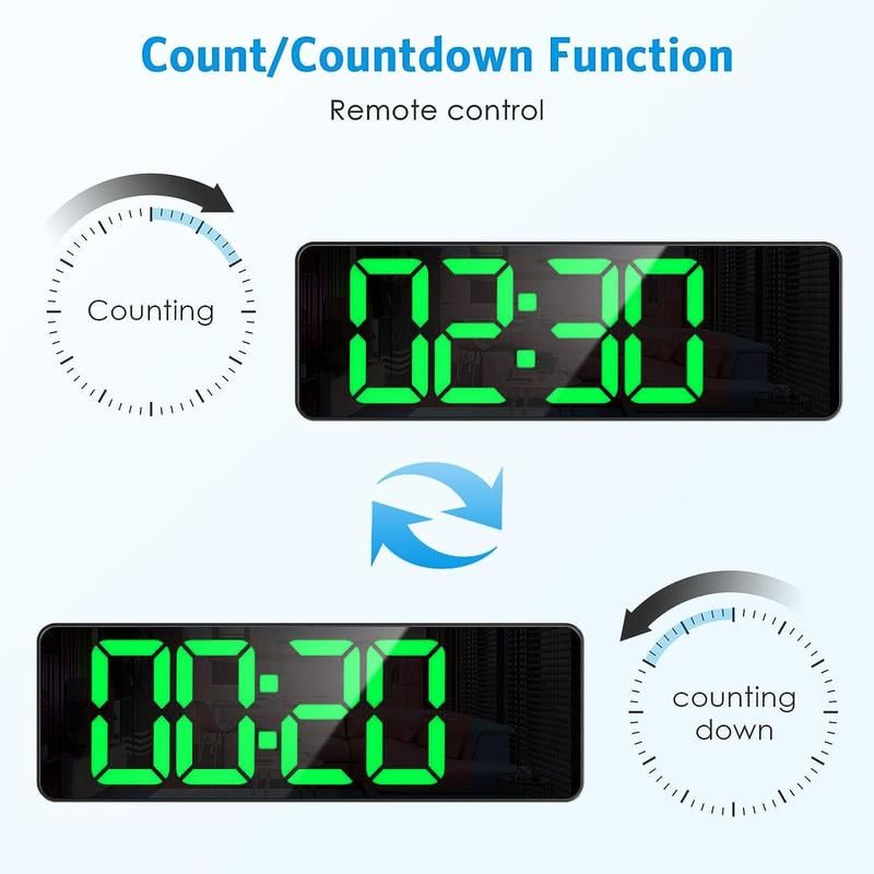 ⚡Prime Day Sale⚡13" Large Digital Clock with Temperature, Date, Auto DST, Night Light, Auto Brightness Dimmer