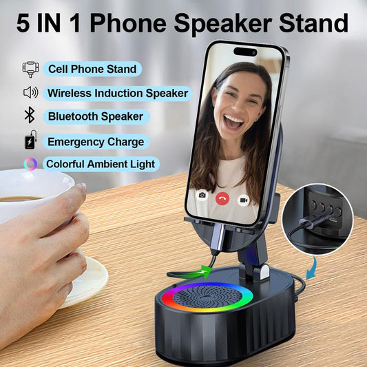 🔥LAST DAY SALE 49% OFF🎁Wireless Induction Audio Bluetooth Speaker 5 in1 Phone Holder