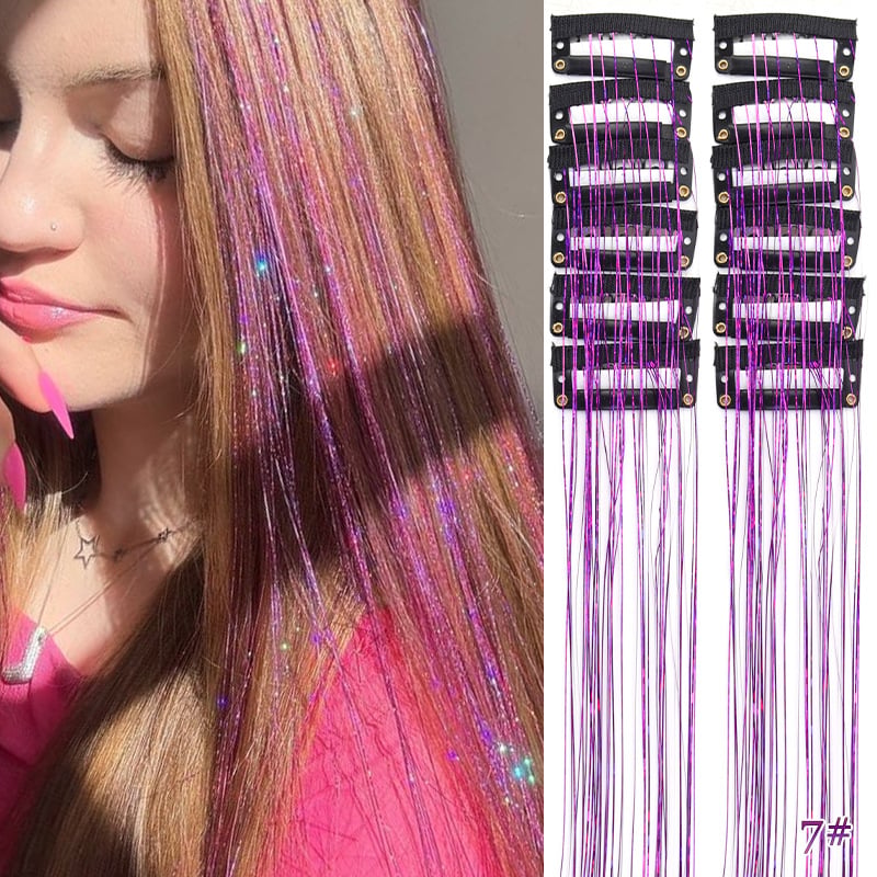 🔥Last Day 50% OFF✨Clip-in Tinsel Hair Extensions (A set of 12 pieces)