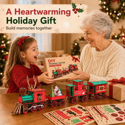 🔥LAST DAY 50% OFF – 🎅🎄DIY Christmas Wooden Train Set 3D Assembly Puzzle Kit