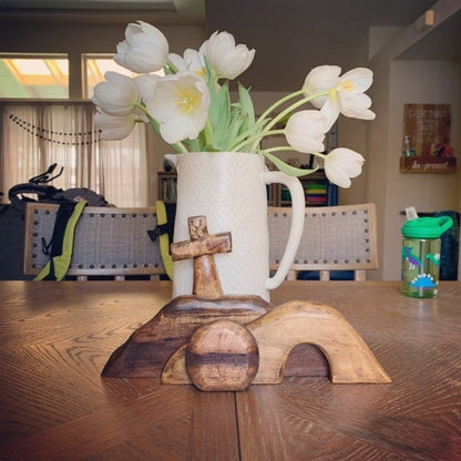 ✝️Handcrafted Wooden Cross & Empty Tomb Decoration ✨Daily Reminder of Resurrection Hope
