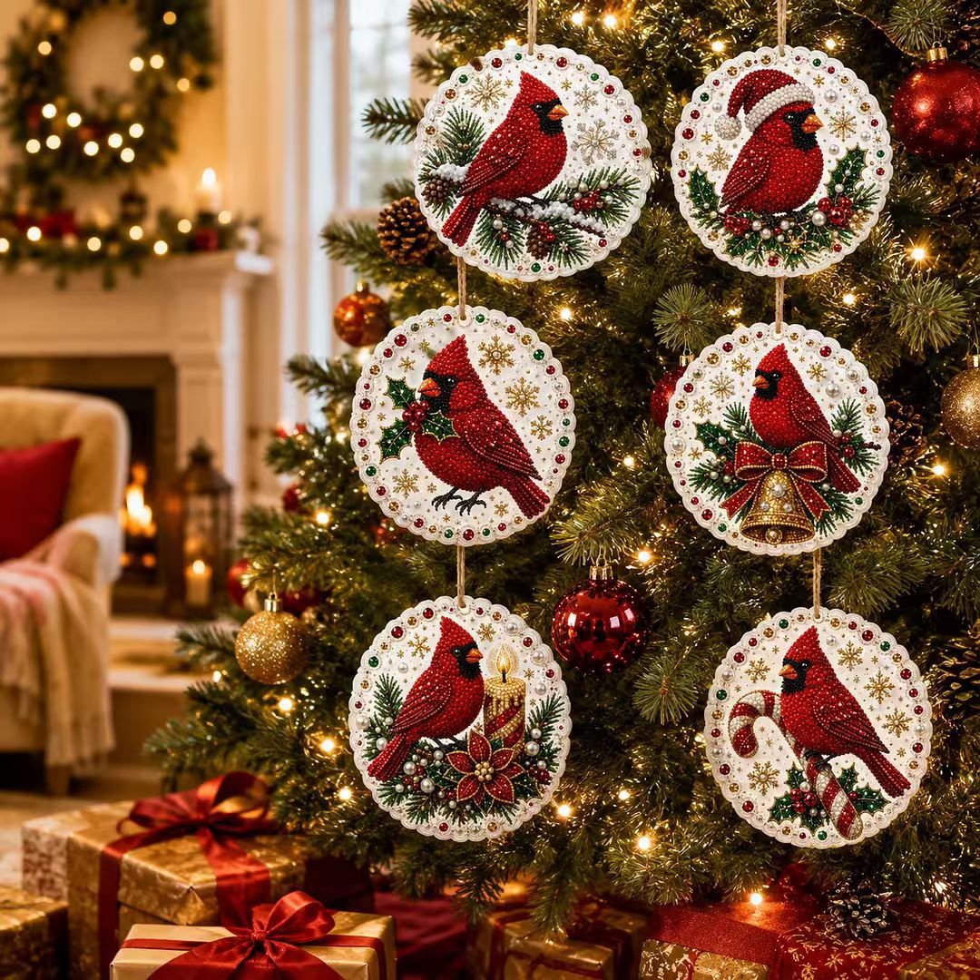 6-Piece Christmas Diamond Painting Ornament Kit – 4 Festive Collections