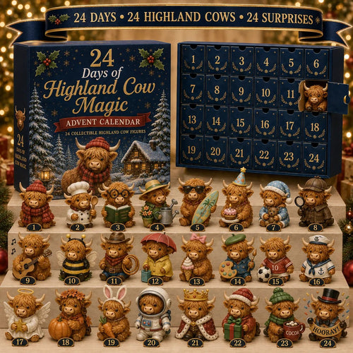 ⏳ Last Day 50% OFF – 🐮 24 Days of Highland Cow Advent Calendar | 24 Unique Highland Cow Characters with Different Outfits, Hobbies & Personalities for a Cozy Christmas Countdown 🎄