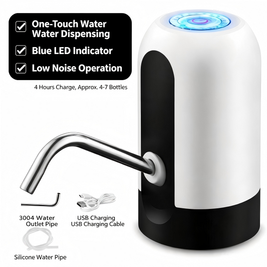 2-in-1 Rechargeable Water & Oil Transfer Pump, One-Touch Portable Electric Dispenser for Bottled Water, Car Engine Fluid Extraction, Food-Grade Low Noise USB Charged Pump
