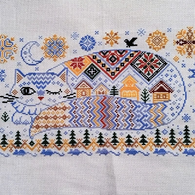 🔥Last Day 50% OFF - 🐱Winter Town Cat Cross Stitch Kit