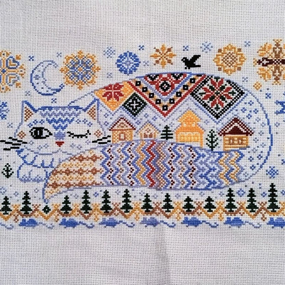 🔥Last Day 50% OFF - 🐱Winter Town Cat Cross Stitch Kit