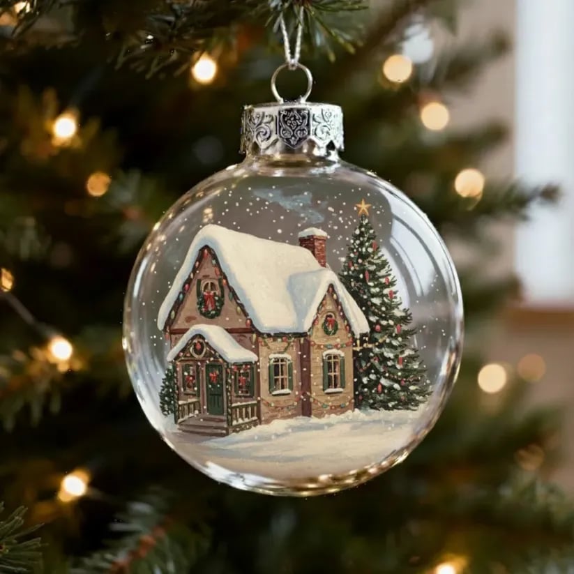 Vintage Christmas Scene Bulb Ornaments