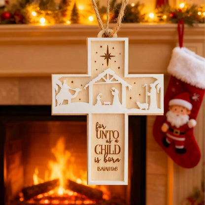 🎅Christmas Hot Sale🌟Handcrafted Wooden Nativity Ornament: 3D Christmas Scene
