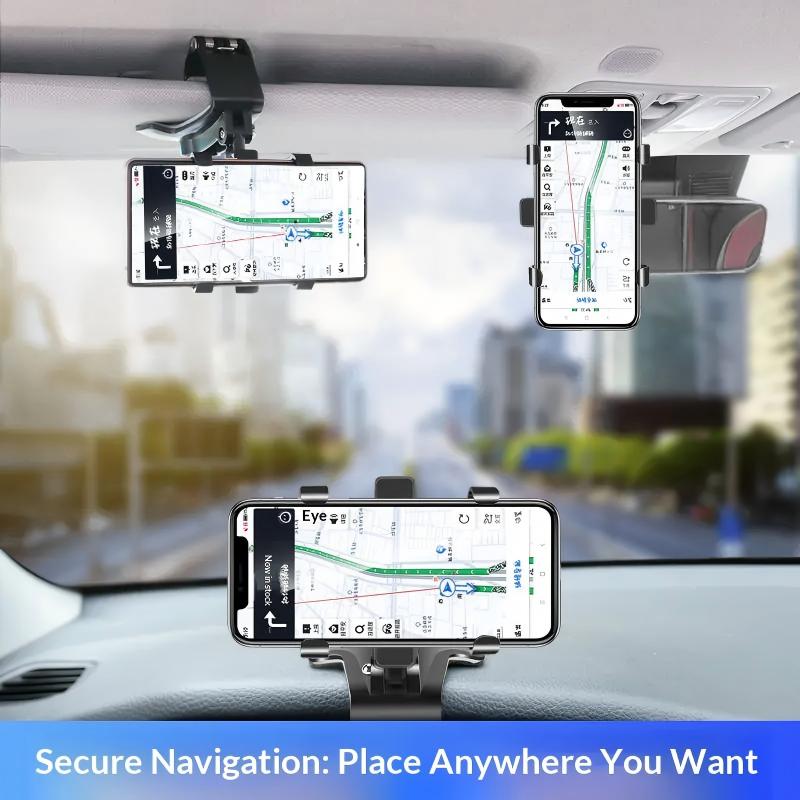 Multifunctional Car Phone Mount for Center Dashboard or Rearview Mirror Navigation Support Bracket