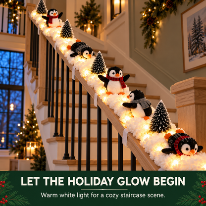 🔥Hot Sale 40% OFF🔥Playful Penguin Snowy Stair Railing Decor