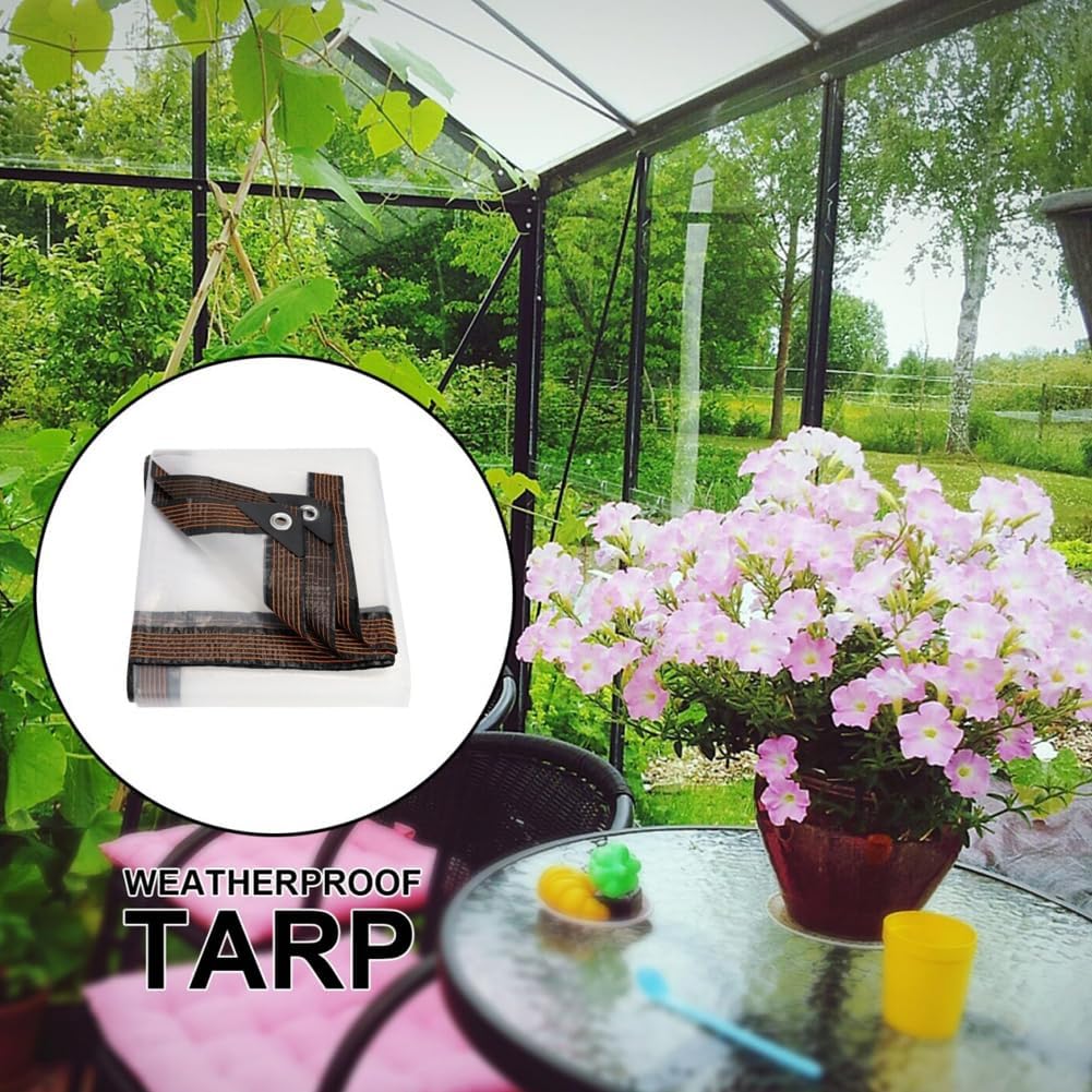 Clear Waterproof PE Tarp, Transparent Outdoor Cover with Metal Grommets🛡️