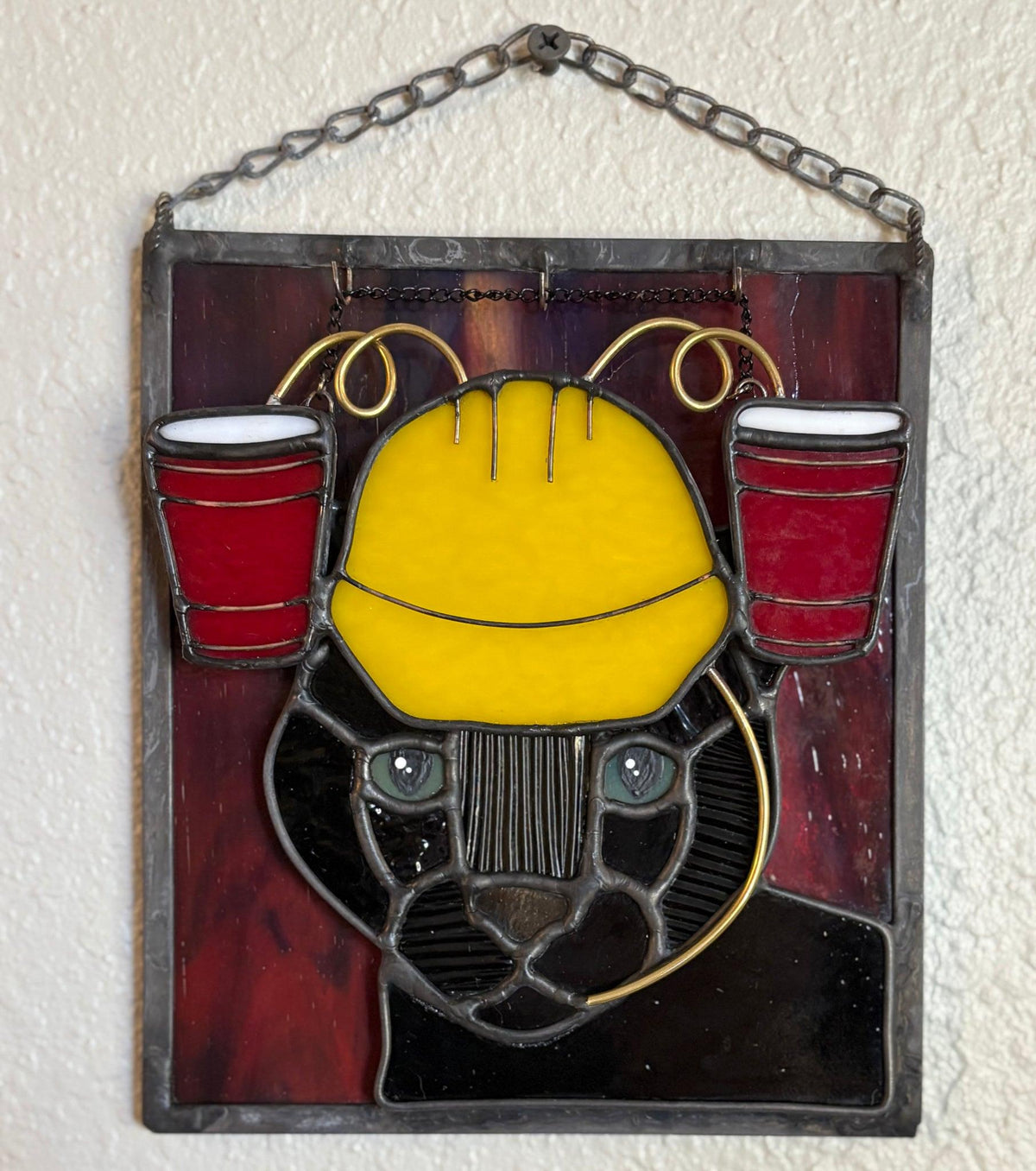 🔥Last Day 49% OFF -  🐆✨Stained Glass Black Cat Suncatcher Window Hanging Decor, Interchangeable Hat Design