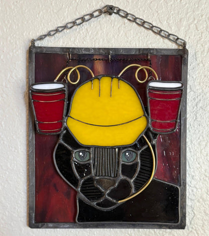 🔥Last Day 49% OFF -  🐆✨Stained Glass Black Cat Suncatcher Window Hanging Decor, Interchangeable Hat Design