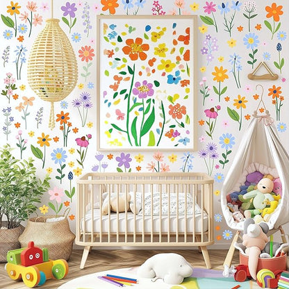 🔥Last 4 hours Sale: Save 50% -🌸Enchanting Spring Wildflower Wall Decals - 8 Sheets of 102 Stickers