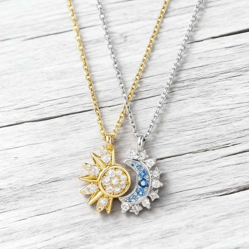 🔥Last Day 49% OFF - 🔆🌙Sun and Moon Pendant Necklace with Rhinestones