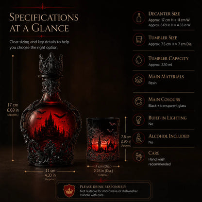 🔥Last Day 49% OFF - 🦇🍺Gothic Vampire Castle Whisky Decanter & Tumbler