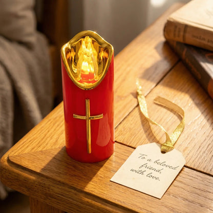 🕯️Flameless Pillar LED Candle with Gold Cross✝️Set of 2