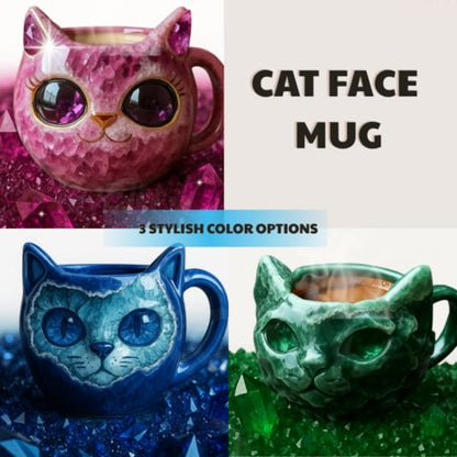 🔥Last Day 50% OFF💎🐱☕NEW Handmade Crystal Cat Face Mugs – Limited Edition