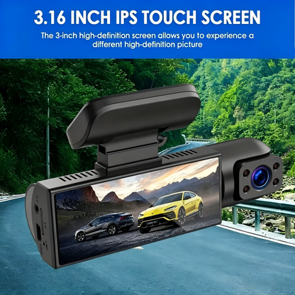 FHD 1080P Dual Lens Dash Cam, 3.16" IPS Touch Screen, Loop Recording, G-Sensor Emergency Lock, Front & Inside Simultaneous Recording
