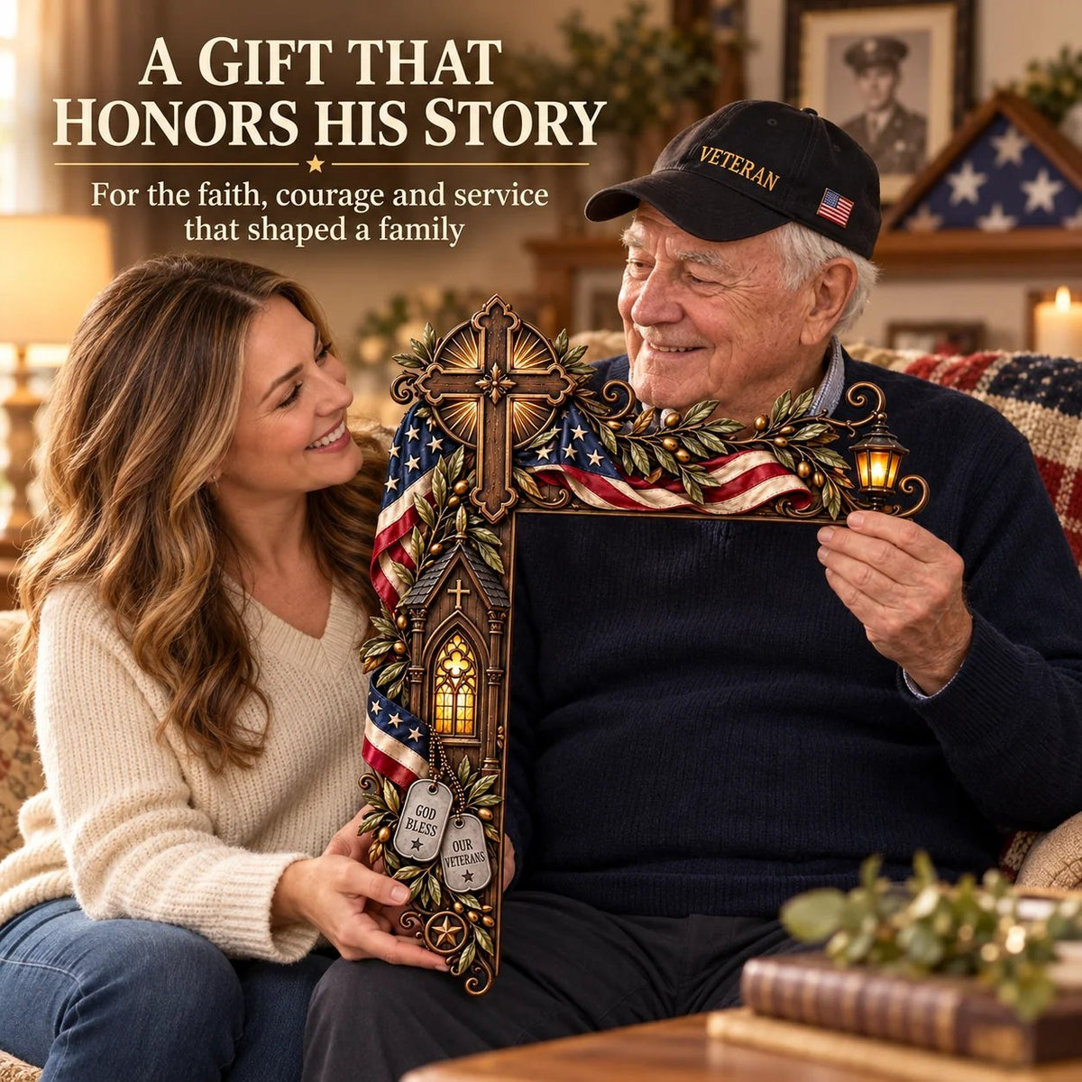 ❤️‍🔥Patriotic American Flag & Cross& Veteran Door Frame Corner Decor