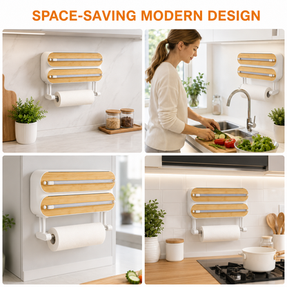 🚚 📦4-in-1 Magnetic Kitchen Wrap Dispenser with Cutters