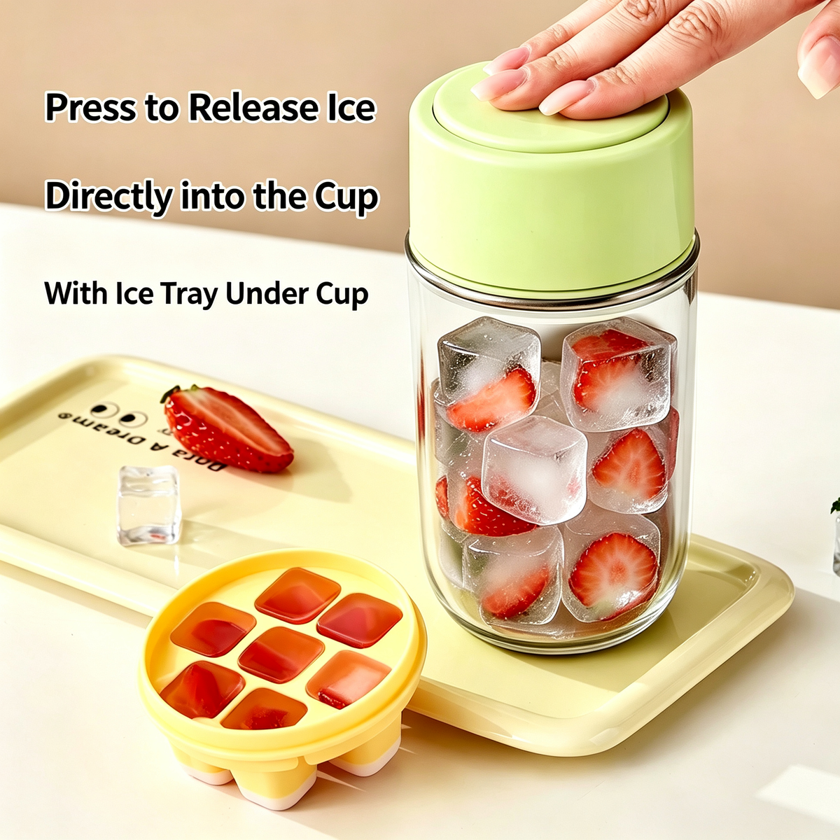 2-in-1 Ice Cup with Press Ice Tray