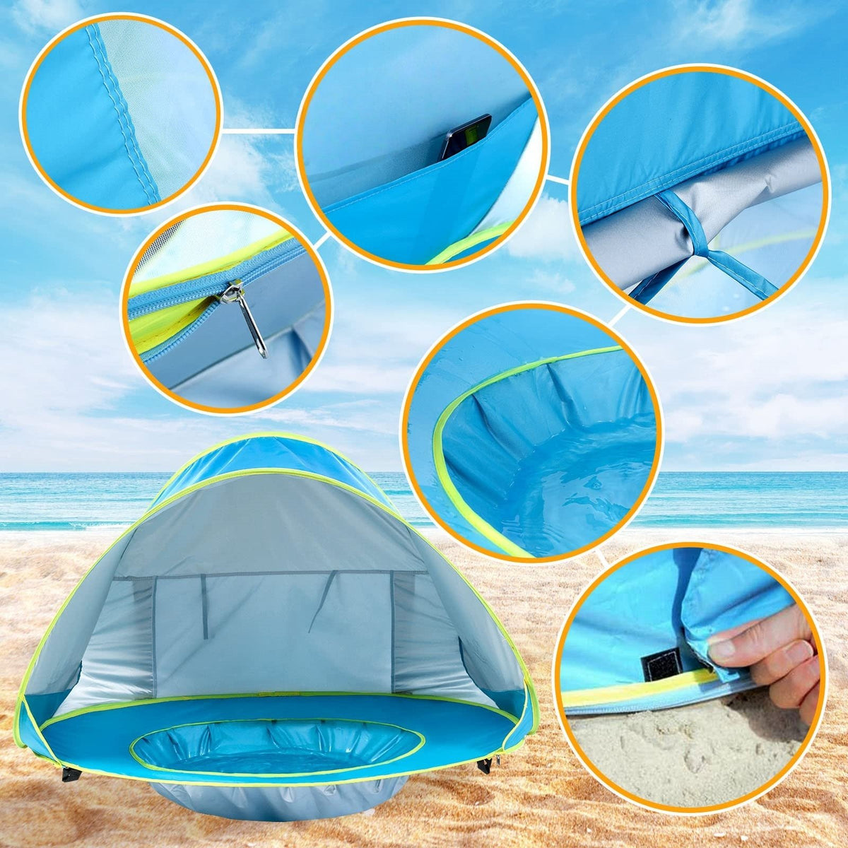 🔥Last Day 49% OFF - 🏖 Portable Uv-Resistant Baby Beach Tent