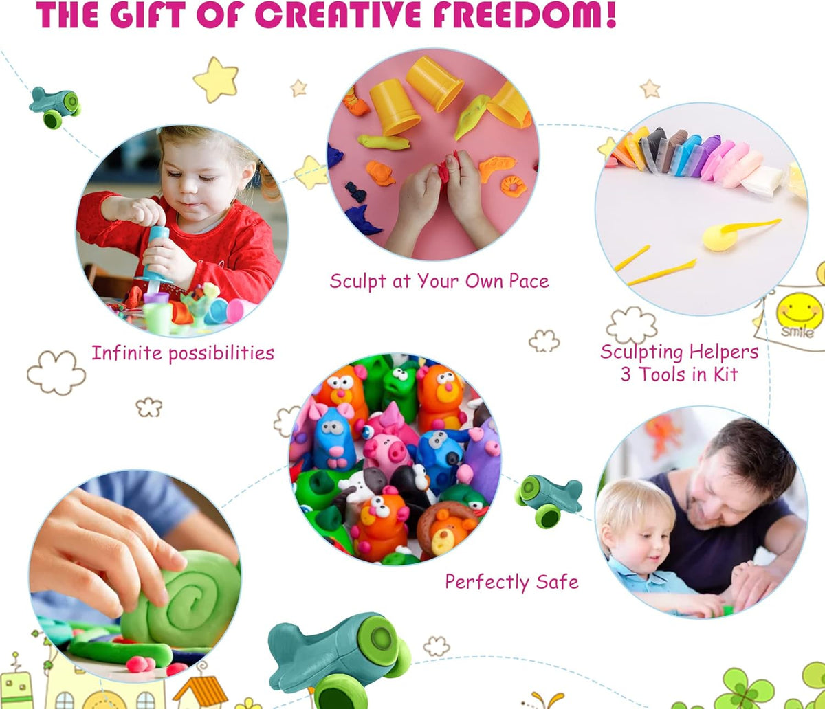 🔥Last Day 50% OFF - 🎨✨Colors Modeling Clay Kit with 3 Sculpting Tools