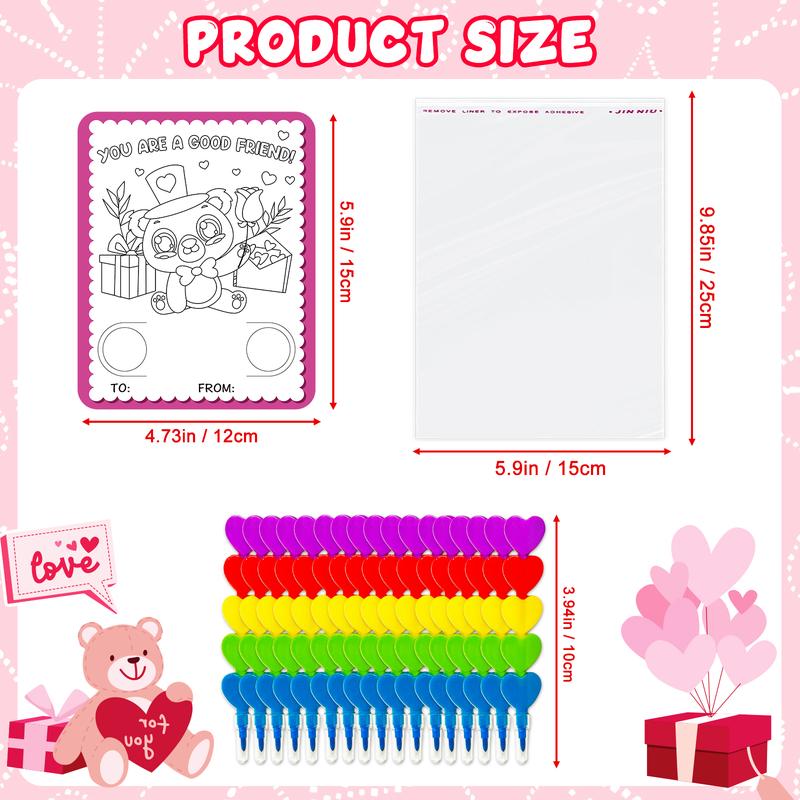 🎨❤️Valentine’s Day Stacking Heart Crayons & Coloring Cards – 🖍️🎁24‑Pack Classroom Exchange Set