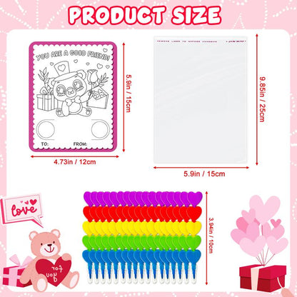 🎨❤️Valentine’s Day Stacking Heart Crayons & Coloring Cards – 🖍️🎁24‑Pack Classroom Exchange Set