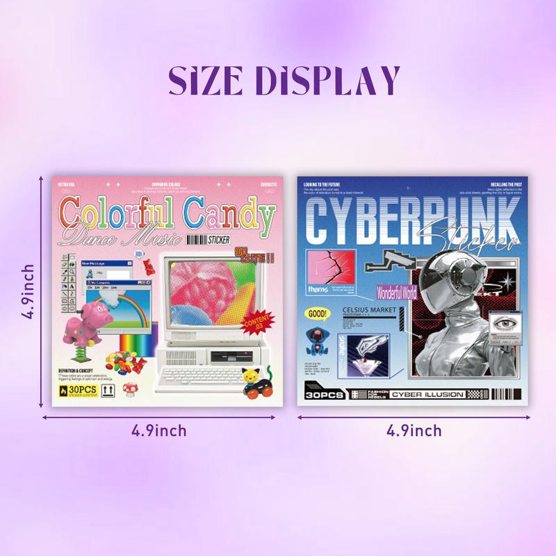 ✨ Retro & Future Sticker Book - Cyberpunk Neon × Dreamcore Fantasy 🌌💖