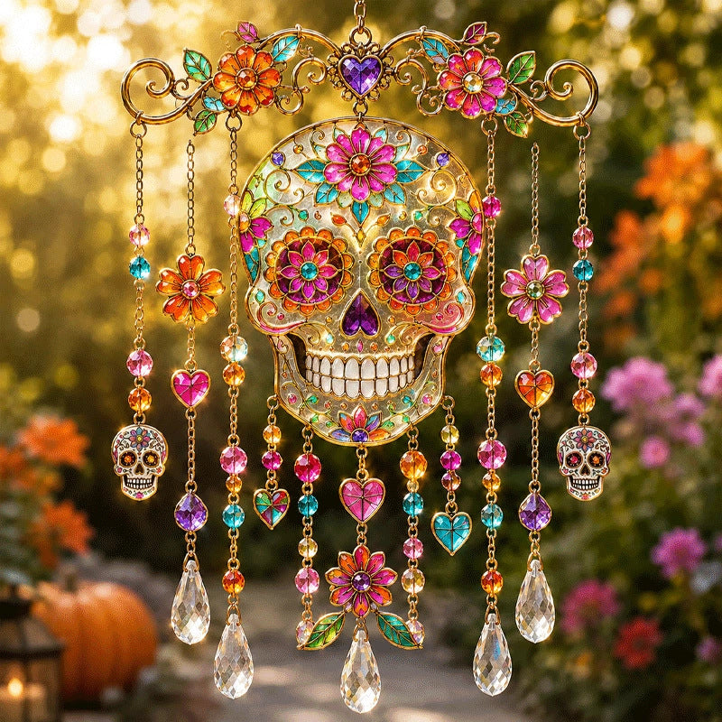 🎃 Halloween Stained Glass Wind Chime | Spooky Season Suncatcher Hanging Decor🔔