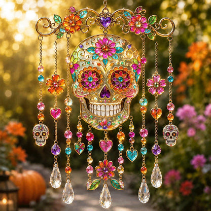🎃 Halloween Stained Glass Wind Chime | Spooky Season Suncatcher Hanging Decor🔔
