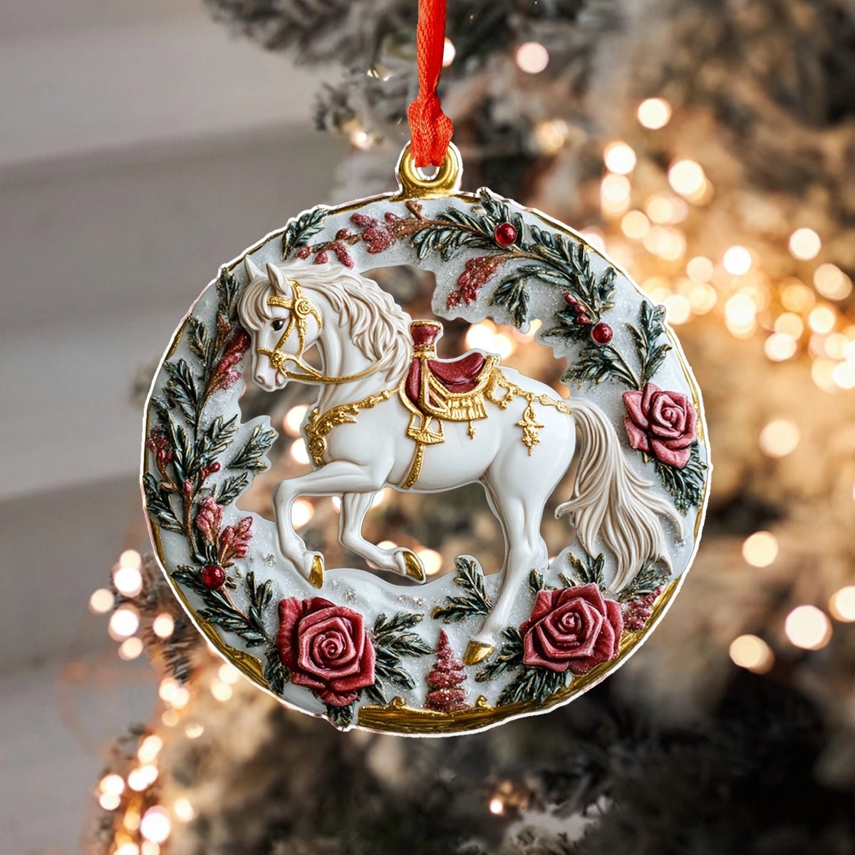 🔥LAST DAY SALE 49% OFF🐎Shineful 2D Acrylic Ornament Victorian Rose Horse