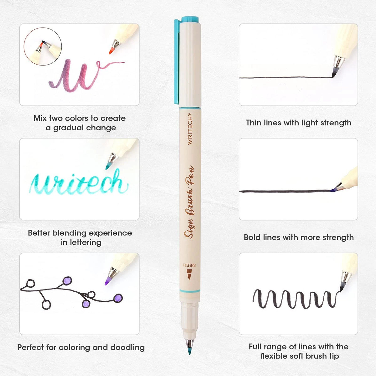 🔥Last Day 50% OFF💝Arts Sign Brush Pen 12 Pastel Colors Water Based Ink Lettering Calligraphy