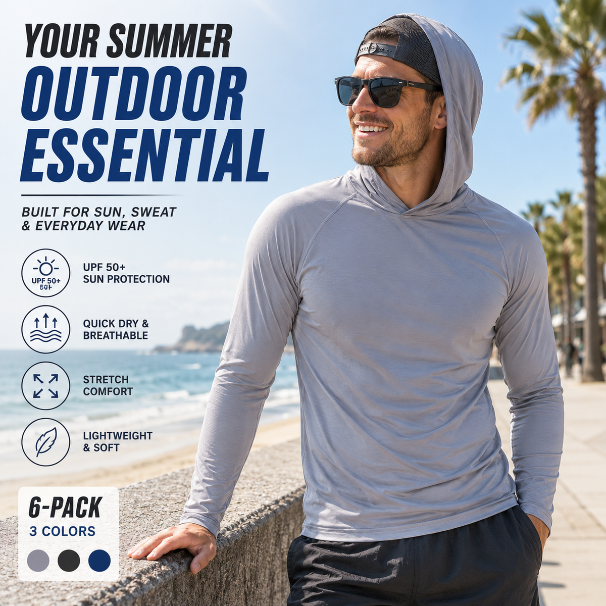 UPF 50+ Protection | Lightweight Active Hoodies for Men – Breathable, Quick-Dry & Built for The Outdoors