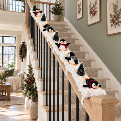 🔥Hot Sale 40% OFF🔥Playful Penguin Snowy Stair Railing Decor