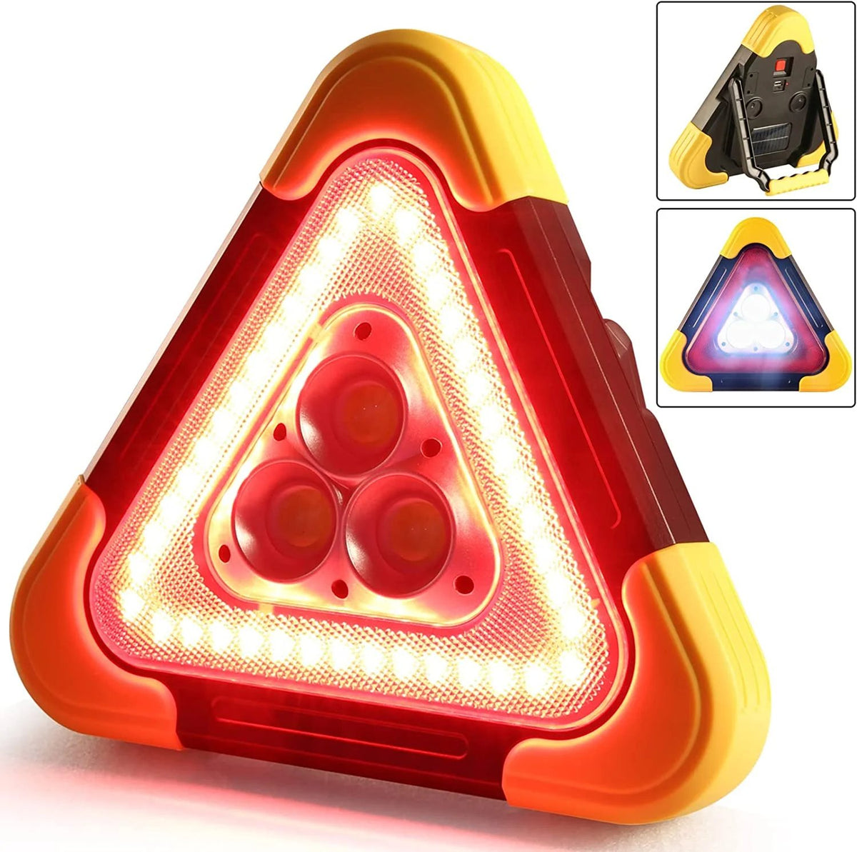 🔥2 in 1 Solar powered triangle roadside warning light