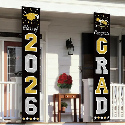 🚩 Personalized Welcome Door Banners: Class of 2026 Graduation Sign & Porch Decor (Set of 2)