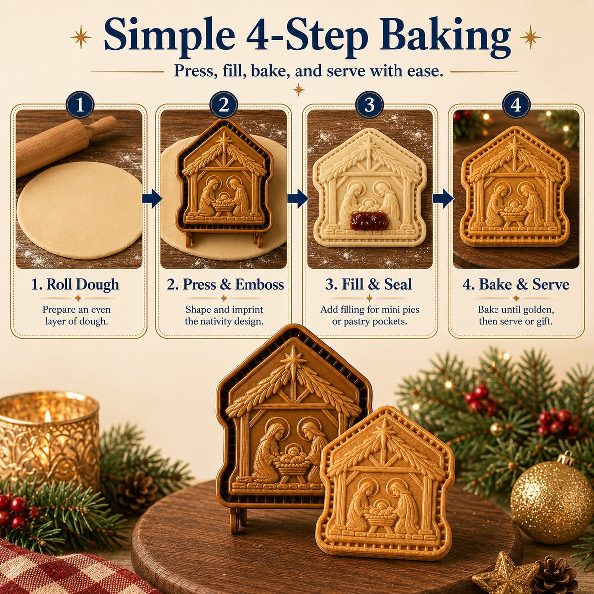 ✝️ Faith & Nativity Christmas Mini Pie Mold Collection