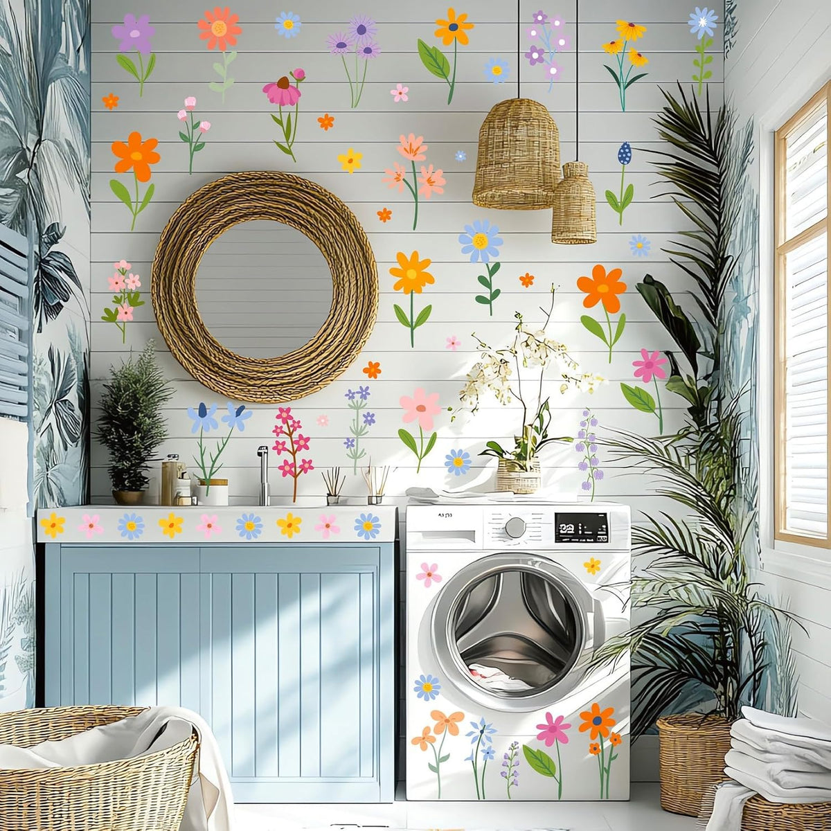 🔥Last 4 hours Sale: Save 50% -🌸Enchanting Spring Wildflower Wall Decals - 8 Sheets of 102 Stickers