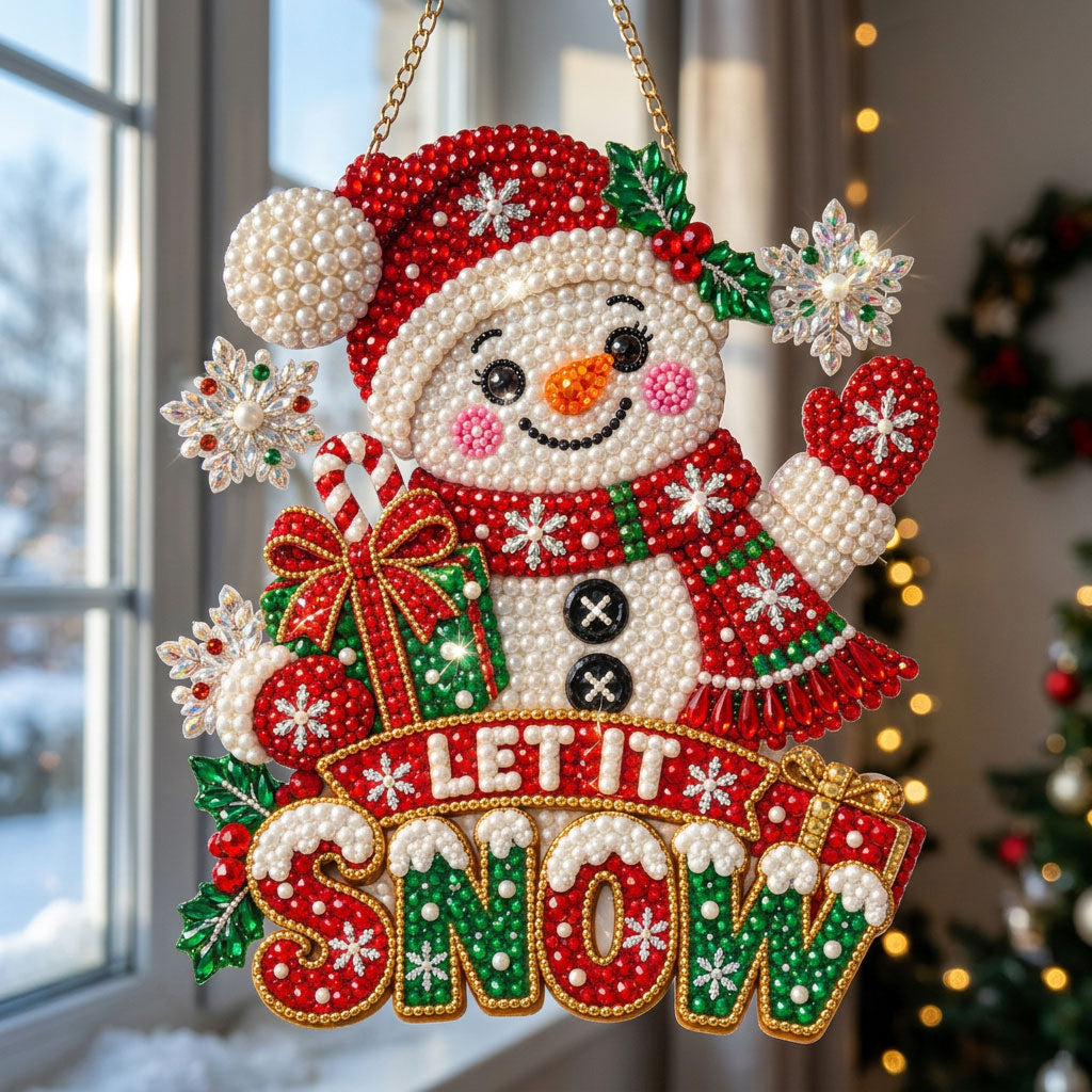 Let It Snow Snowman Diamond Art Hanging Ornament Kit