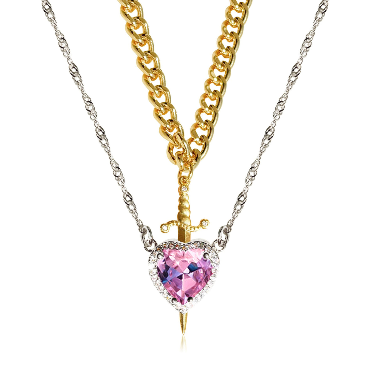 🔥LAST DAY 50% OFF - 💕GM Heart & Sword Promise Necklace His / Hers Set