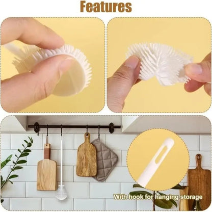 🌟! 🌟360° Silicone Bottle Cleaning Brush with Long Handle