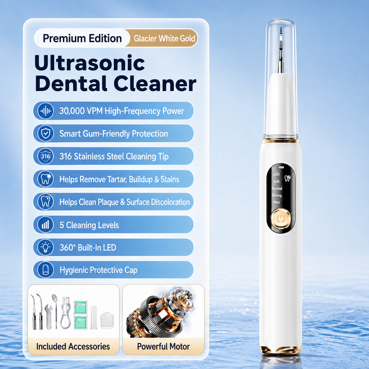 High-Frequency Dental Cleaner with LED & 5 Levels