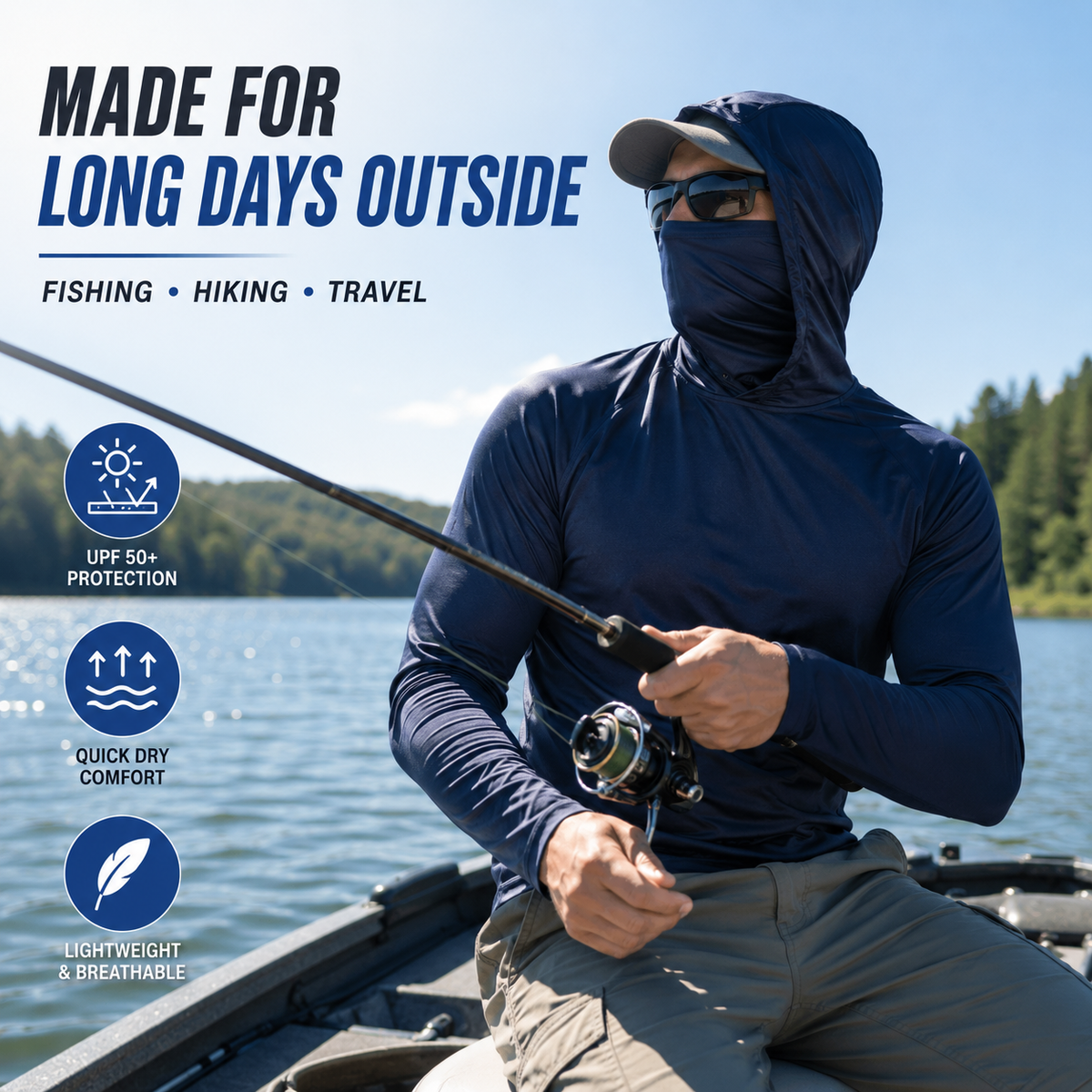 UPF 50+ Protection | Lightweight Active Hoodies for Men – Breathable, Quick-Dry & Built for The Outdoors