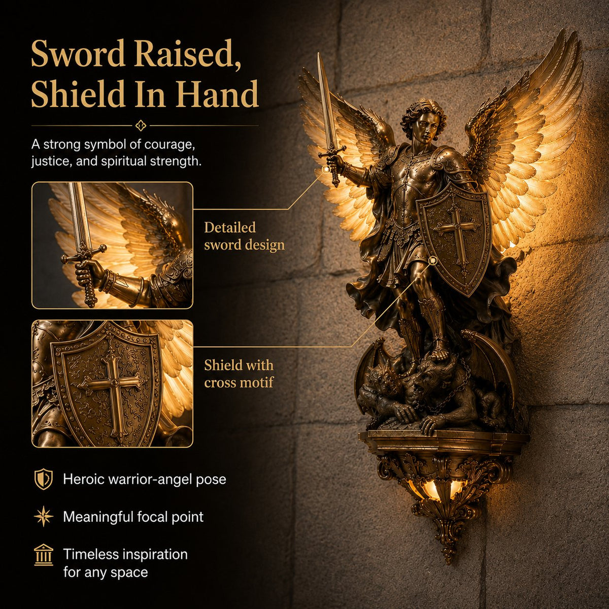 🔥 Divine Archangel Wall Light | A Symbol of Protection & Faith
