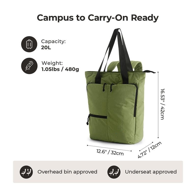 🔥2026 NEW ARRIVAL🔥 Ultra-Light Convertible Tote Backpack, Laptop Compartment, 40oz Cup Holder & Hidden Straps