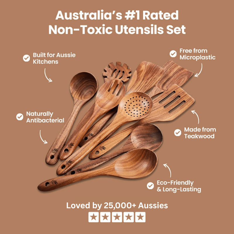 The TeakWood 9™ | Premium Non-Toxic Utensil Set